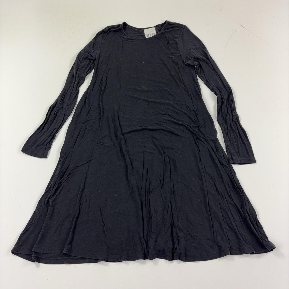BLQ Dress Womens 0 Black Long Sleeve Swing Jersey Stretch Casual Knee Length